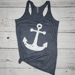 Distressed Anchor Racerback Graphic Tank